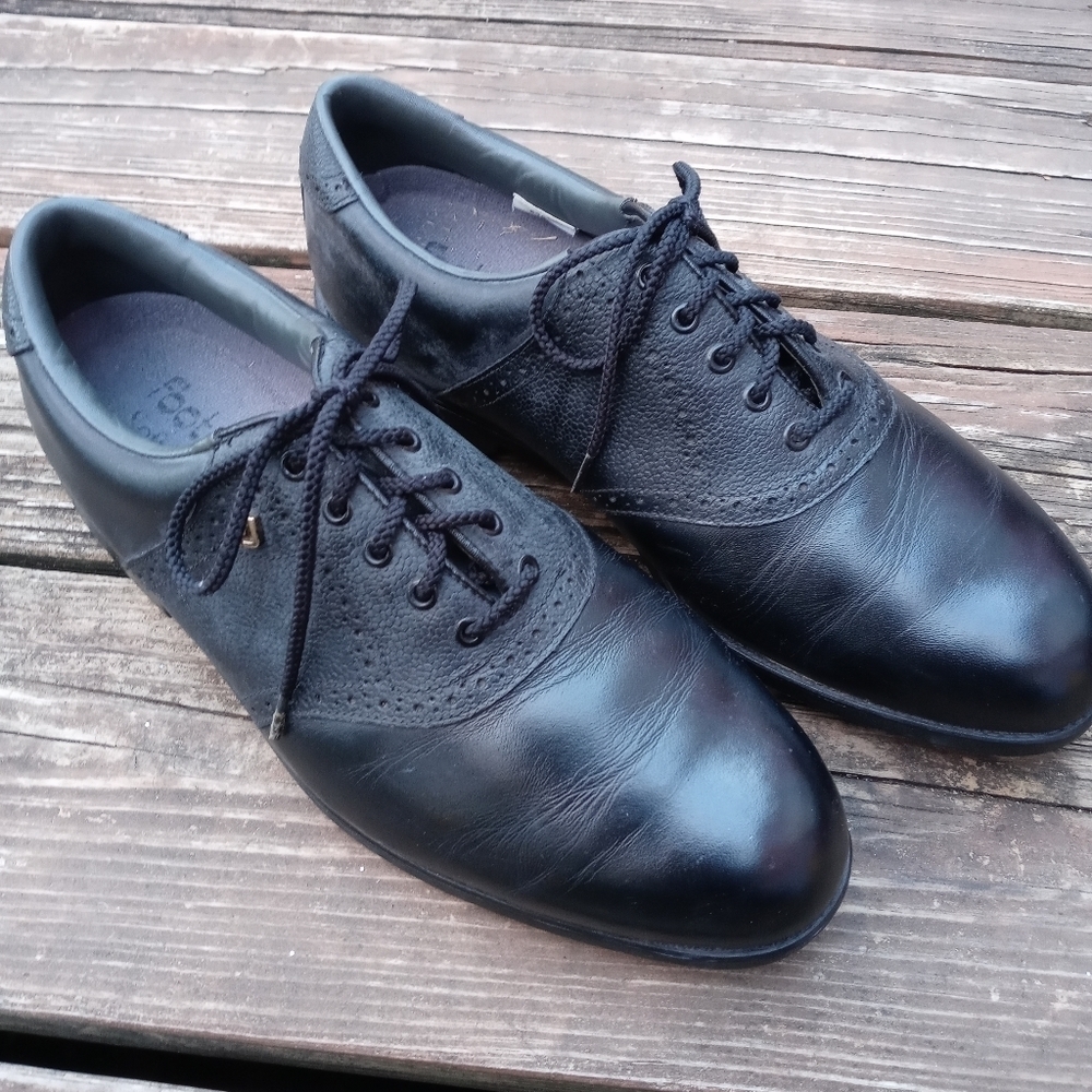Foot-Joy Golf Shoes-Black Leather-Mens Shoe Size 10M-53857-Soft Joy.... - Picture 2 of 9